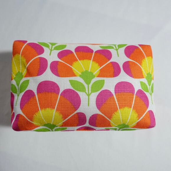 Marimekko x Clinique Set Cosmetic Bags Floral‎ Zip Top Pouches Green Pink Orange - Picture 6 of 11